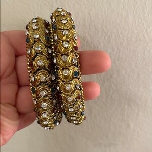 Gold-Tone Crystal & Multicolor Stone Bangle Set - Women Jewelry